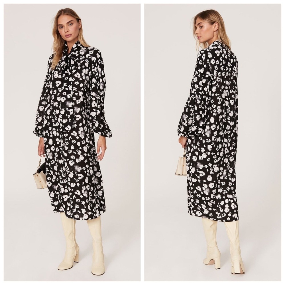 NEW Ted Baker Wilmy floral button up midi Shirtdress dress‎ Size 2 US 4-6 black